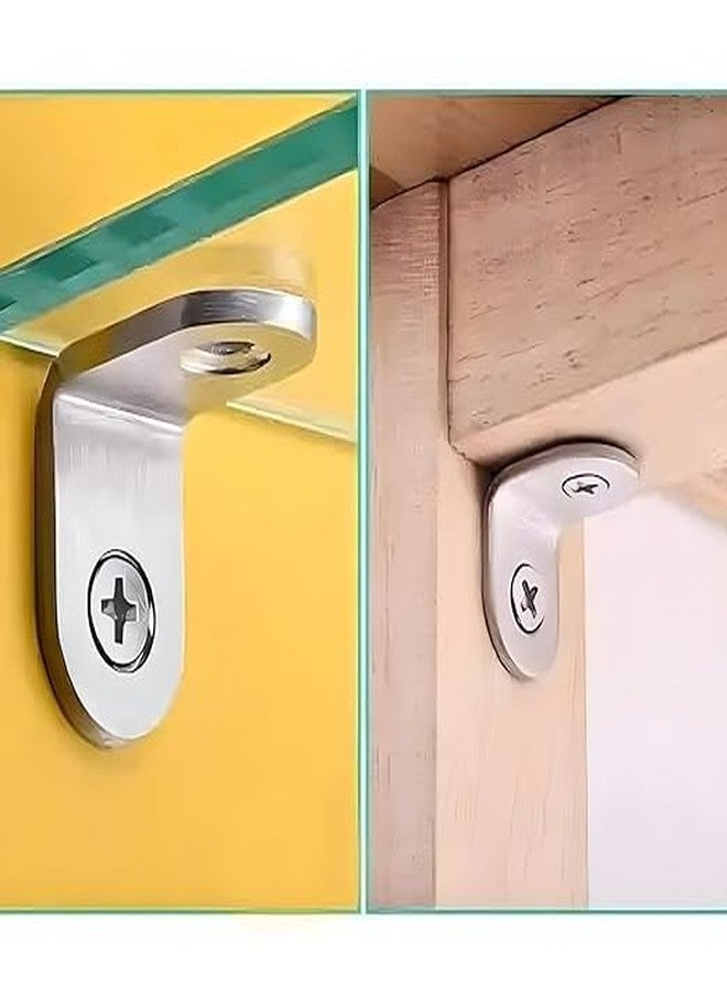 HEADLY SS Edge Clamp L Shape Right Angle Glass Panel Shelf Clamp Holder Stainless Steel Shelf Button Bracket Support with Suction Cup & Screw (Pack of 10) - Image 5